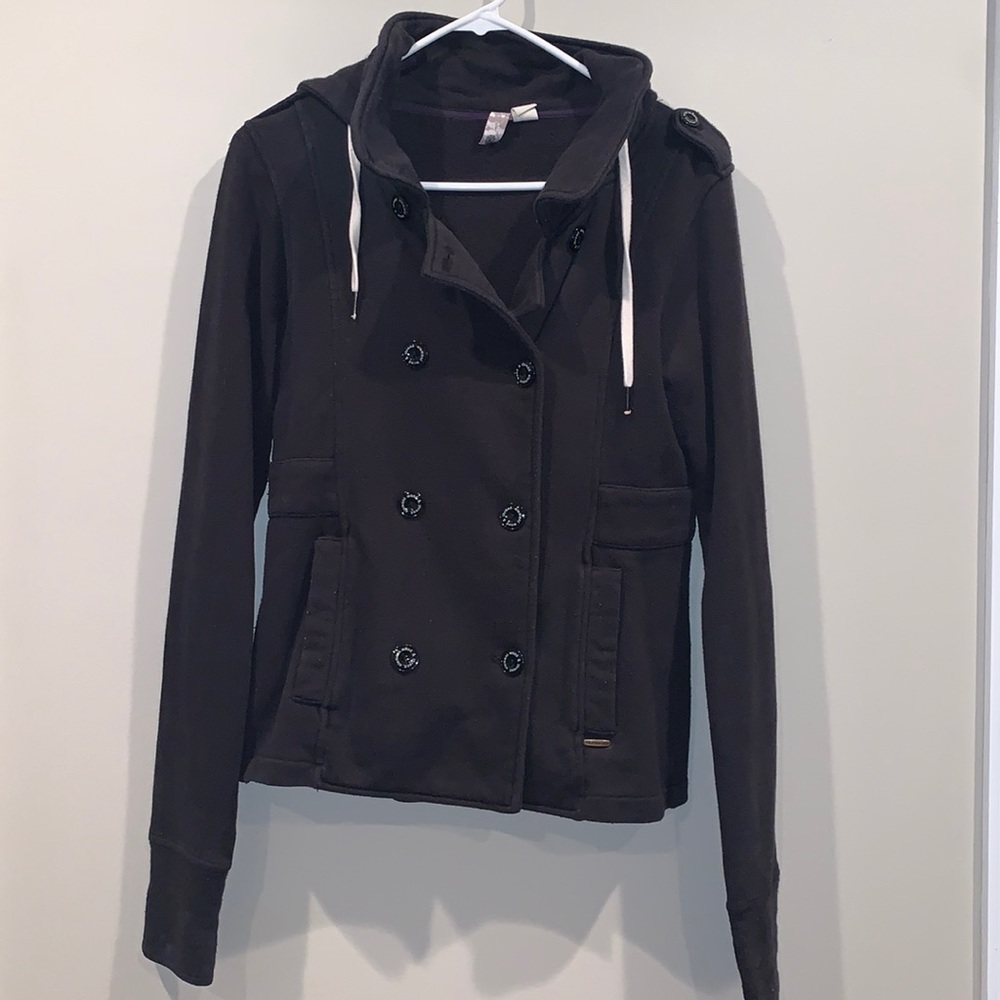 Cute black sweatshirt jacket can be dressed up or down!
